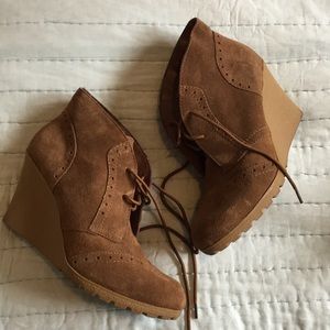 Mia Leather Suede Wedge Boots